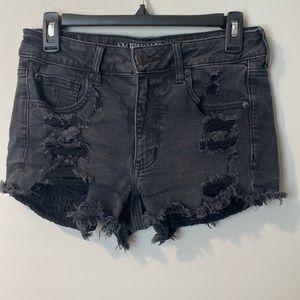 American Eagle Hi-Rise Shortie Black Jean Short Size 6